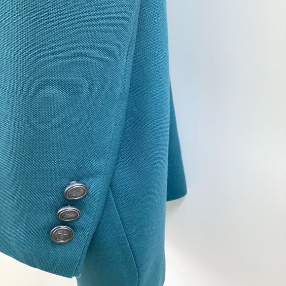 Vintage 46L Men's Teal Blue Blazer Jacket Vented Single Breasted Fully Lined - Picture 9 of 13